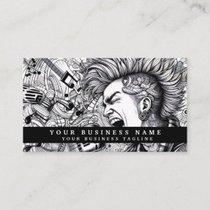 Modern Punk Rock Mohawk Angry Business Card
