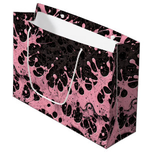 Modern Punk Rock Splatter Paint Black & Pink Large Gift Bag