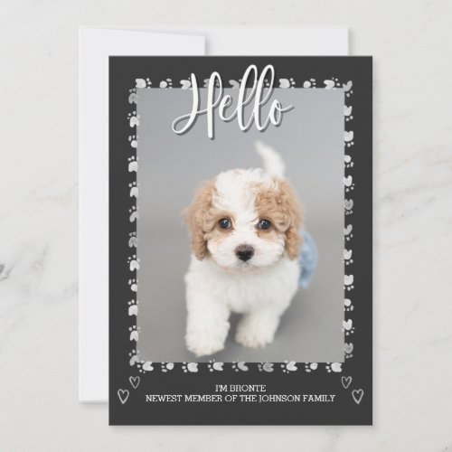 Modern Puppy Dog Adoption Announcement Photo Card