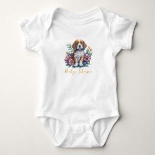 Modern Puppy Dog Terracotta Baby Shower Bodysuit