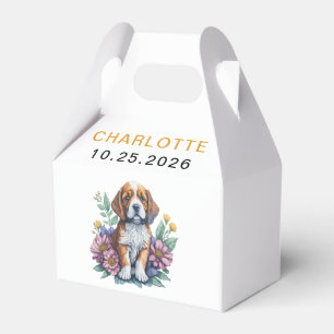 Modern Puppy Dog Terracotta Baby Shower Favor Boxes