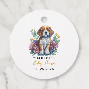 Modern Puppy Dog Terracotta Baby Shower Favor Tags
