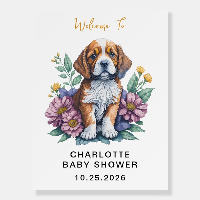 Modern Puppy Dog Terracotta Baby Shower Foam Board (Front)