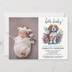 Modern Puppy Dog Terracotta Baby Shower Invitation
