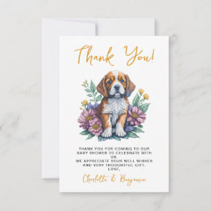modern puppy dog terracotta baby shower thank you card