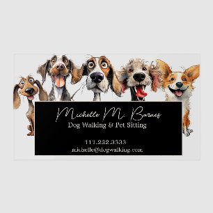 Modern Puppy Dog Walker Sitter Animal Grey Plastic Clear Business Cards
