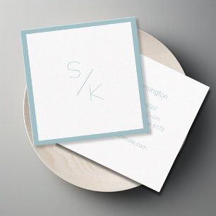 Modern Pur Blue  White Mpnogram Business Card