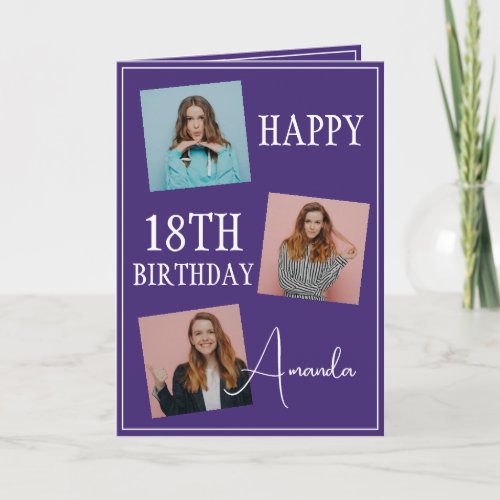 Modern Purple 3 Photo Collage 18th Birthday