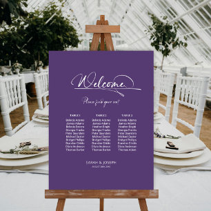 Modern Purple 3 Table Wedding Seating Chart Foam Board