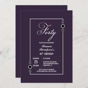 Modern Purple 40th Birthday Party Invitation