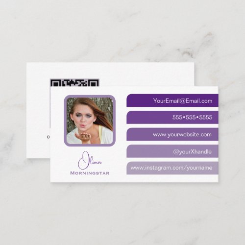 Modern Purple 5 Color Tabs Social  Business Card