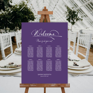 Modern Purple 8 Table Wedding Seating Chart Foam Board