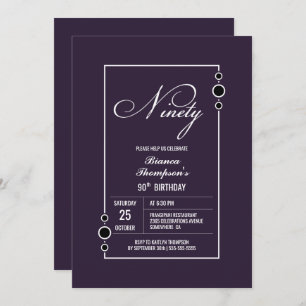Modern Purple 90th Birthday Party Invitation