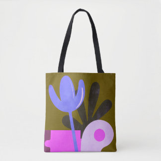 Modern Purple Abstract Floral Pattern Tote Bag