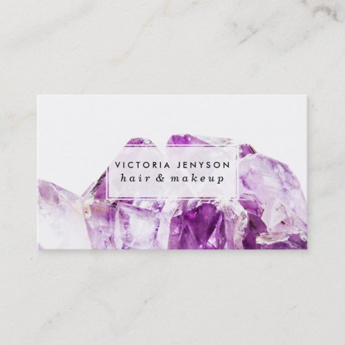 Modern purple agate amethyst stone business card
