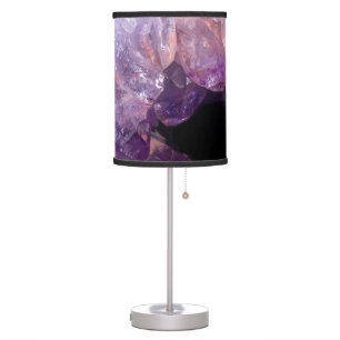 Modern purple amethyst geode gemstone pattern table lamp