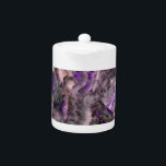 Modern purple Amethyst Quartz, purple granite Teapot<br><div class="desc">A mesmerizing dance of rich purples swirl and twirl, intermingling in a symphony of elegance and sophistication. Like wisps of smoke frozen in time, delicate veins of lavender, violet, and royal plum traverse the surface, creating an intricate labyrinth of beauty. Each curve and contour tells a unique story, inviting the...</div>
