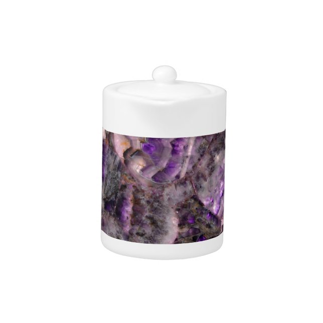 Modern purple Amethyst Quartz, purple granite Teapot (Front)