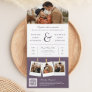 Modern Purple Ampersand Photo QR Code Wedding All In One Invitation