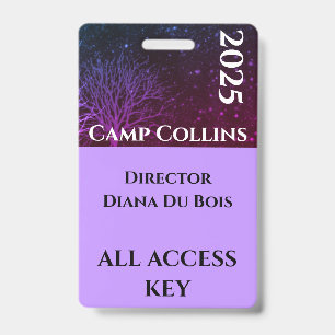 Modern Purple and Black Rustic Camp Staff Badge