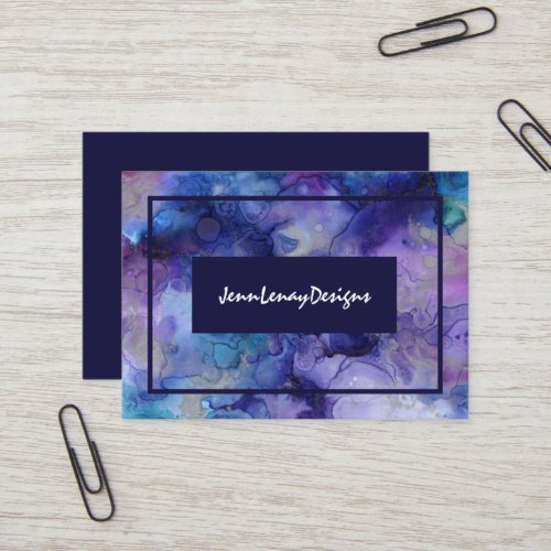 Modern Purple And Blue Watercolor Abstract Business Card