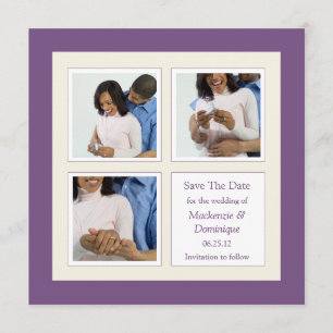 Modern Purple and Cream Photo Save The Date
