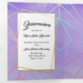 Modern Purple and Custom Photo Quinceañera Tri-Fold Invitation (Inside First)