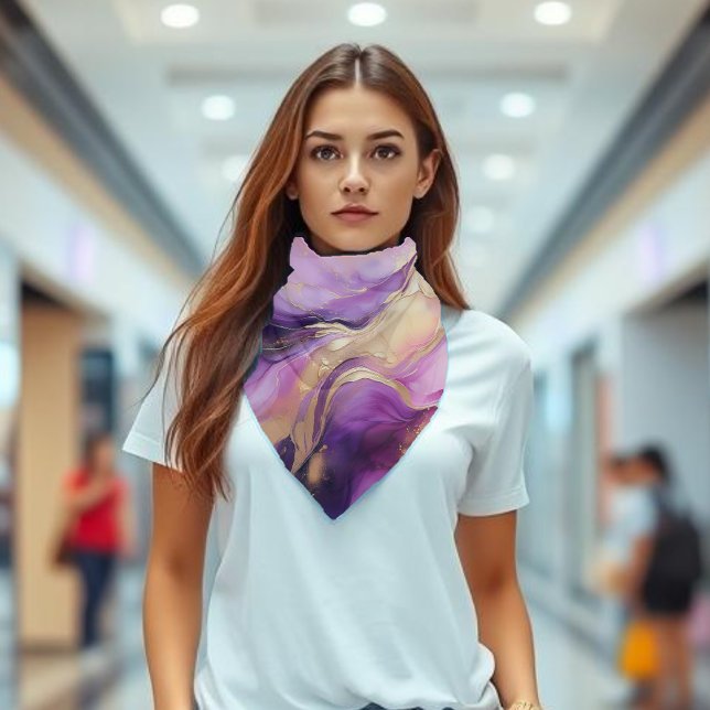 Modern Purple and Gold Abstract Luxury- Bandana (Modern Abstract Purple Pink and Gold-bandana)