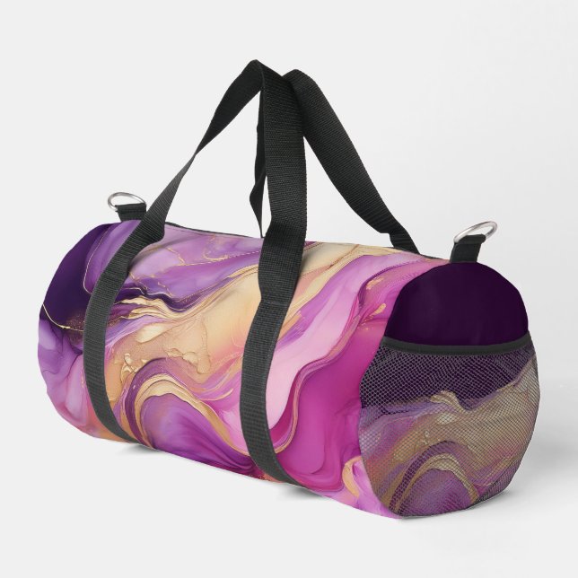 Modern Purple and Gold Abstract Luxury- Duffle Bag (Right Corner)