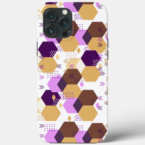 modern purple and gold geometric abstract pattern iPhone 13 pro max case