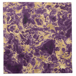 Modern Purple and Gold Marble Pattern Cloth Napkin