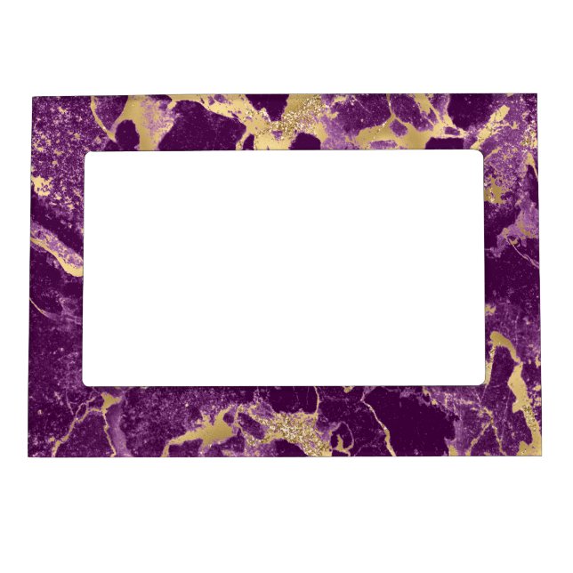 Modern Purple and Gold Marble Pattern Magnetic Frame (Front)