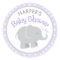Modern Purple and Gray Elephant Girl Baby Shower