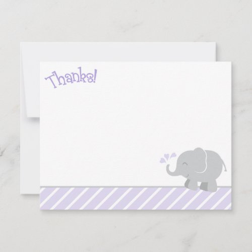 Elephant Thank You Note Cards | Purple and Gray