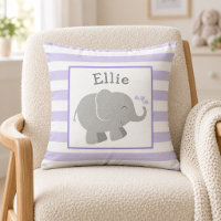 Modern Purple and Gray Elephant Monogram
