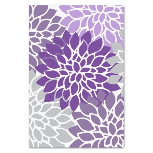 Modern Purple and Gray Floral Tissue Paper Zazzle