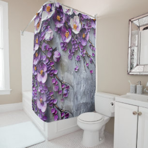 Modern Purple and Gray Shower Curtain