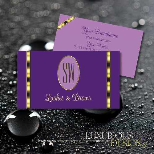 Modern Purple and Lilac with Monogram Professional Business Card