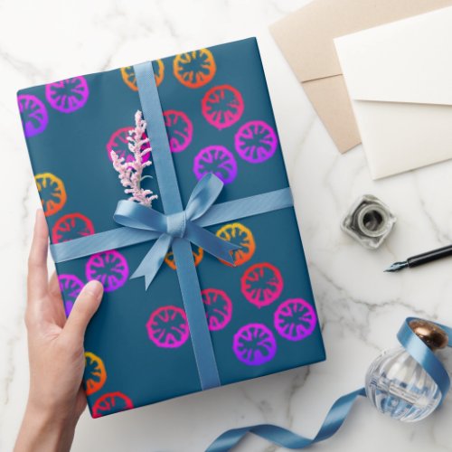 Modern Purple and Orange Print Wrapping Paper
