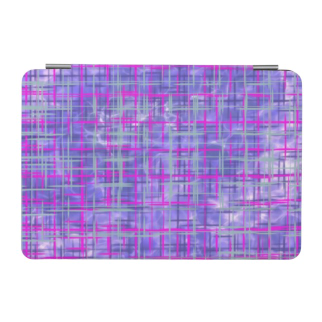 Modern purple and pink grid lines abstract iPad mini cover (Horizontal)