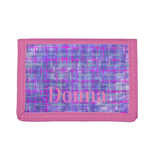 Modern purple and pink grid lines abstract trifold wallet