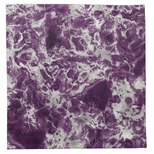 Modern Purple and Silver Marble Pattern Cloth Napkin