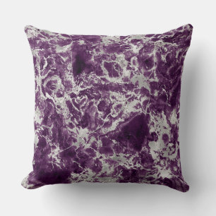 Modern Purple and Silver Marble Pattern Throw Pillow