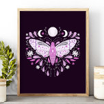 Modern Purple And White Abstract Moth Illustration Poster<br><div class="desc">Bring a mystical and calming presence to your space with this modern purple and white boho poster, featuring a captivating celestial moon and moth illustration. Perfect for lovers of abstract and spiritual decor, this artwork combines celestial and bohemian elements to create a unique vibe. Ideal for bedroom decor, meditation spaces,...</div>