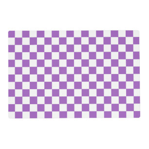 Modern Purple and White Checkered Pattern Placemat