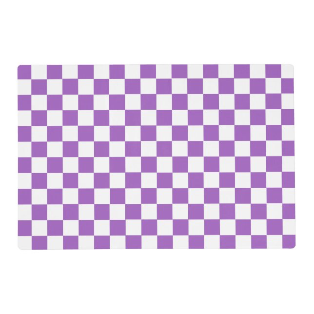 Modern Purple and White Checkered Pattern Placemat (Front)