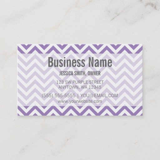 Customizable Modern Purple and White Chevron Pattern Business Card Template