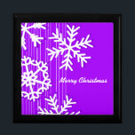 Modern purple and white Christmas snowflakes Gift Box<br><div class="desc">Lovely,  modern and trendy pattern with white snowflakes on a colorful background. Perfect Christmas gift.</div>