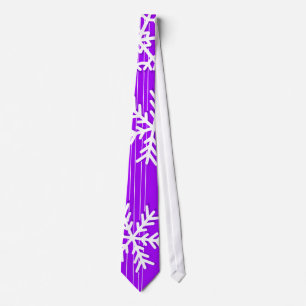 Modern purple and white Christmas snowflakes Tie