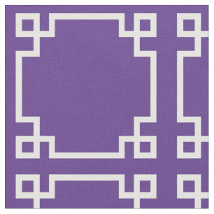 Modern Purple and White Greek Key Pattern Fabric